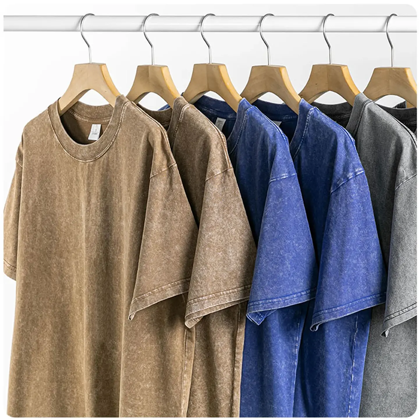 Washed And Distressed 230g Heavyweight Cotton Short Sleeved T-shirt Versatile Men Women Summer Solid Color Loose T Shirts Top 4