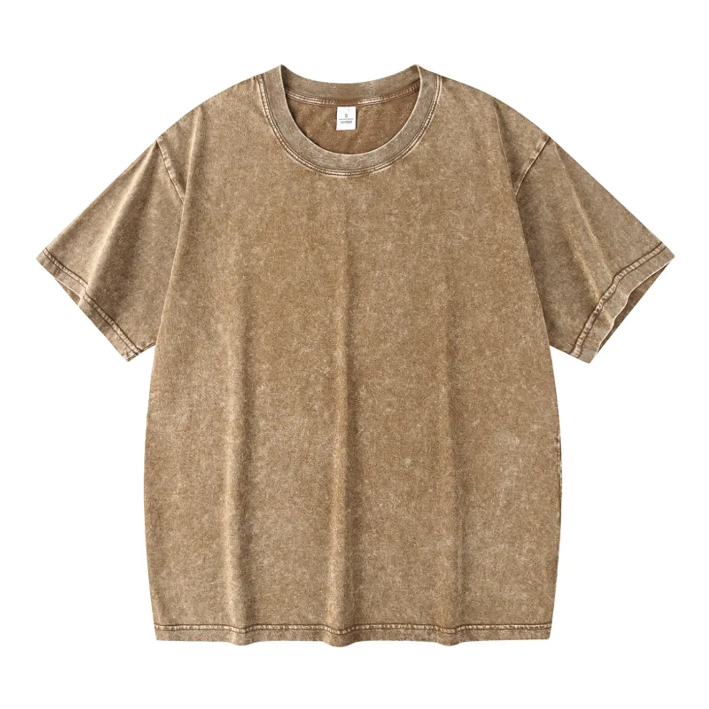 Washed And Distressed 230g Heavyweight Cotton Short Sleeved T-shirt Versatile Men Women Summer Solid Color Loose T Shirts Top 5