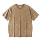 Washed And Distressed 230g Heavyweight Cotton Short Sleeved T-shirt Versatile Men Women Summer Solid Color Loose T Shirts Top - Thumbnail 5