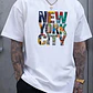 New men's polyester fabric comfortable casual loose plus size New York City printed sports round neck short sleeved T-shirt top - Thumbnail 5