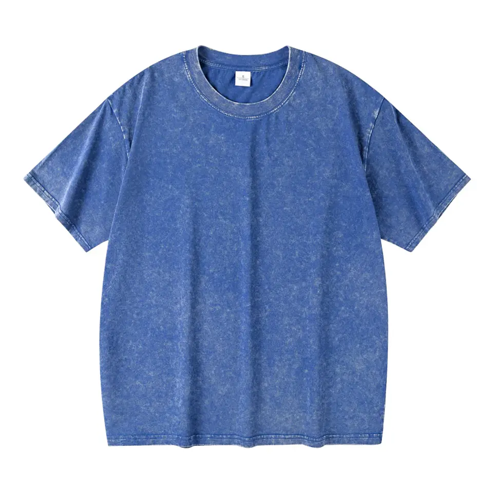 Washed And Distressed 230g Heavyweight Cotton Short Sleeved T-shirt Versatile Men Women Summer Solid Color Loose T Shirts Top 7