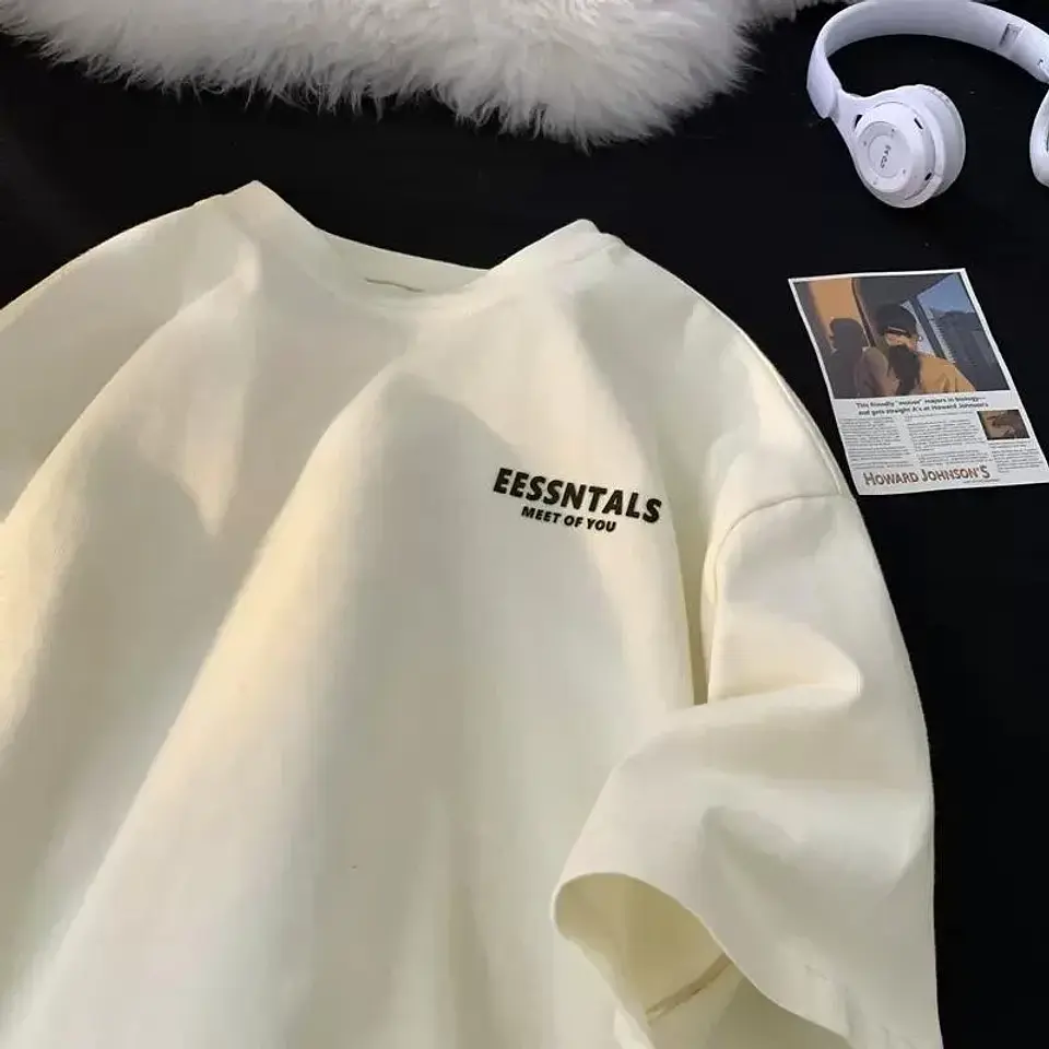 2026 Summer Men's Oversized Letter Print Short Sleeve T-shirt Casual Loose Crew Neck Tee Streetwear Tops for Men 3