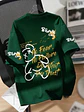 Summer men's round neck breathable T-shirt with cartoon bear print pattern suitable for daily and weekend gifting to friends - Thumbnail 1