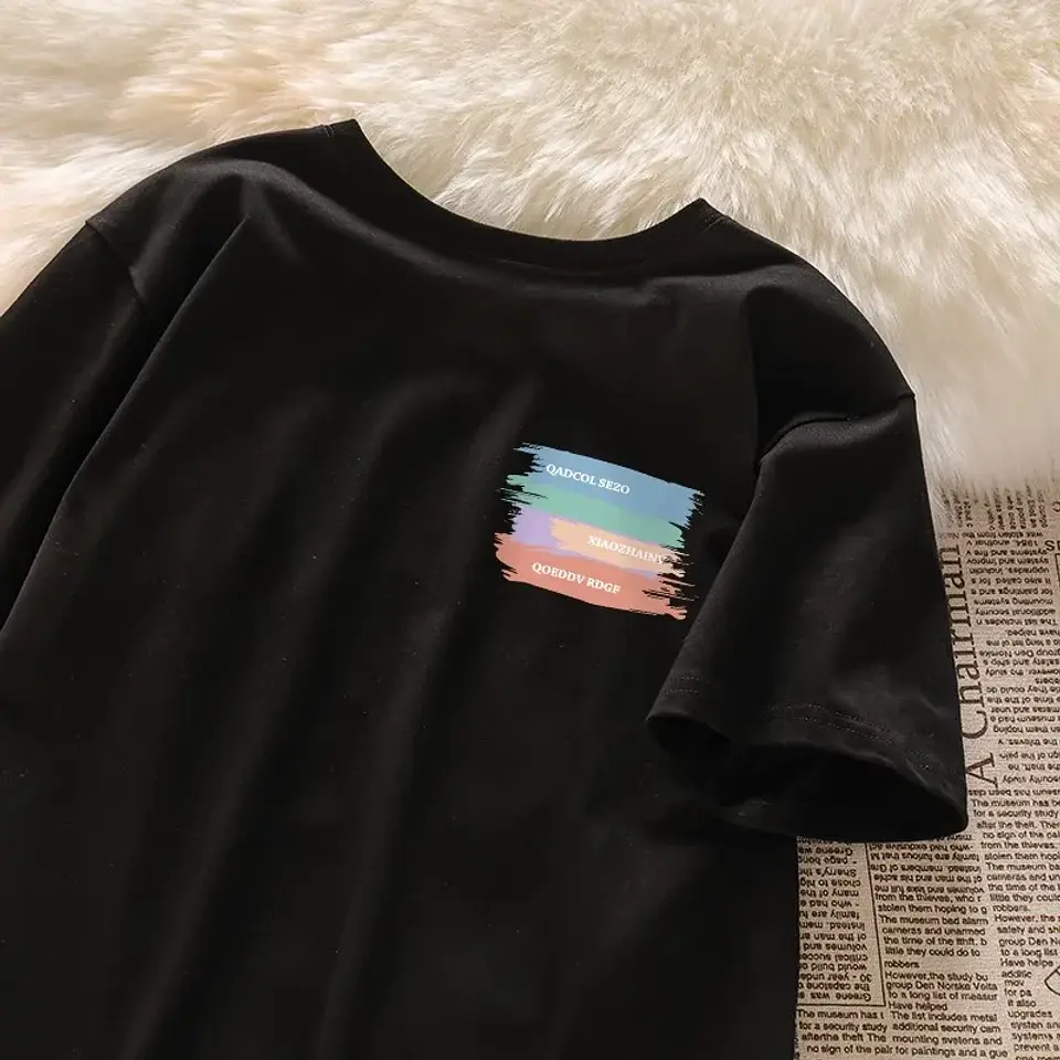 Summer Short Sleeve T-Shirt Unisex Pure Cotton Fashion Brand Heavyweight for Overseas Orders Tailored Fit Men's Women's Top 2