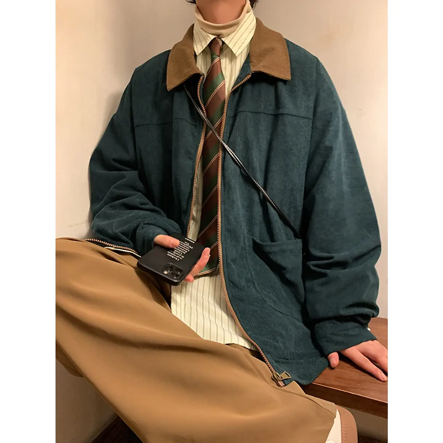 American Style Vintage 2026 Men Bomber Jacket Windbreakers Zipper Coats Autumn Loose Cargo Outwear 2