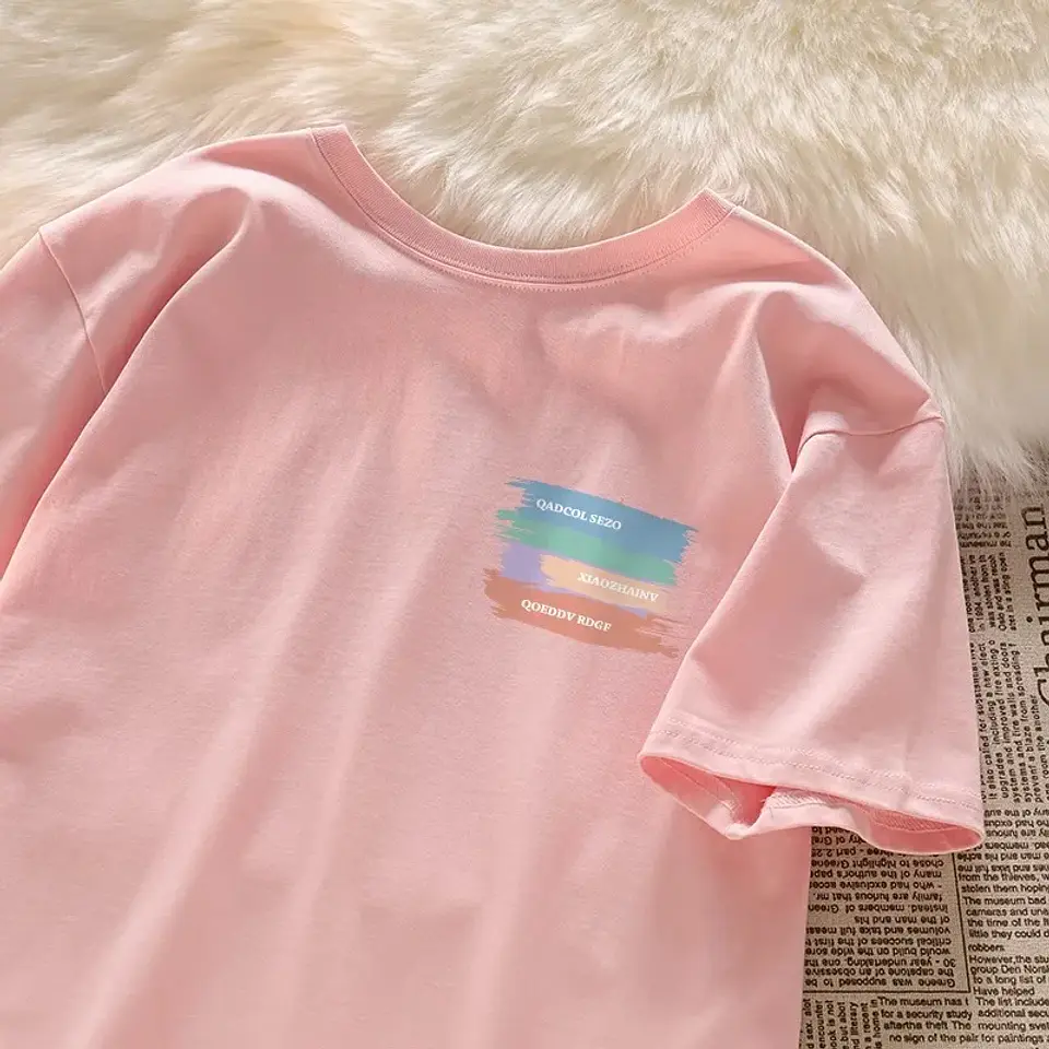 Summer Short Sleeve T-Shirt Unisex Pure Cotton Fashion Brand Heavyweight for Overseas Orders Tailored Fit Men's Women's Top 3