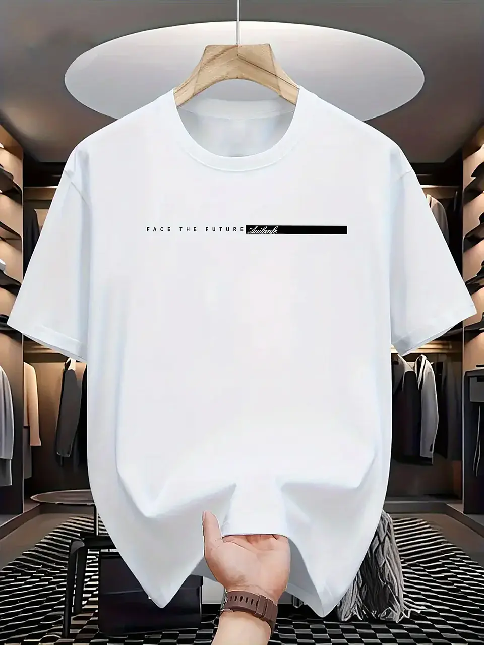 Summer men's 100% cotton casual loose fit large letter print round neck short sleeved T-shirt top High Street Unisex style 3