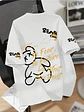 Summer men's round neck breathable T-shirt with cartoon bear print pattern suitable for daily and weekend gifting to friends - Thumbnail 2