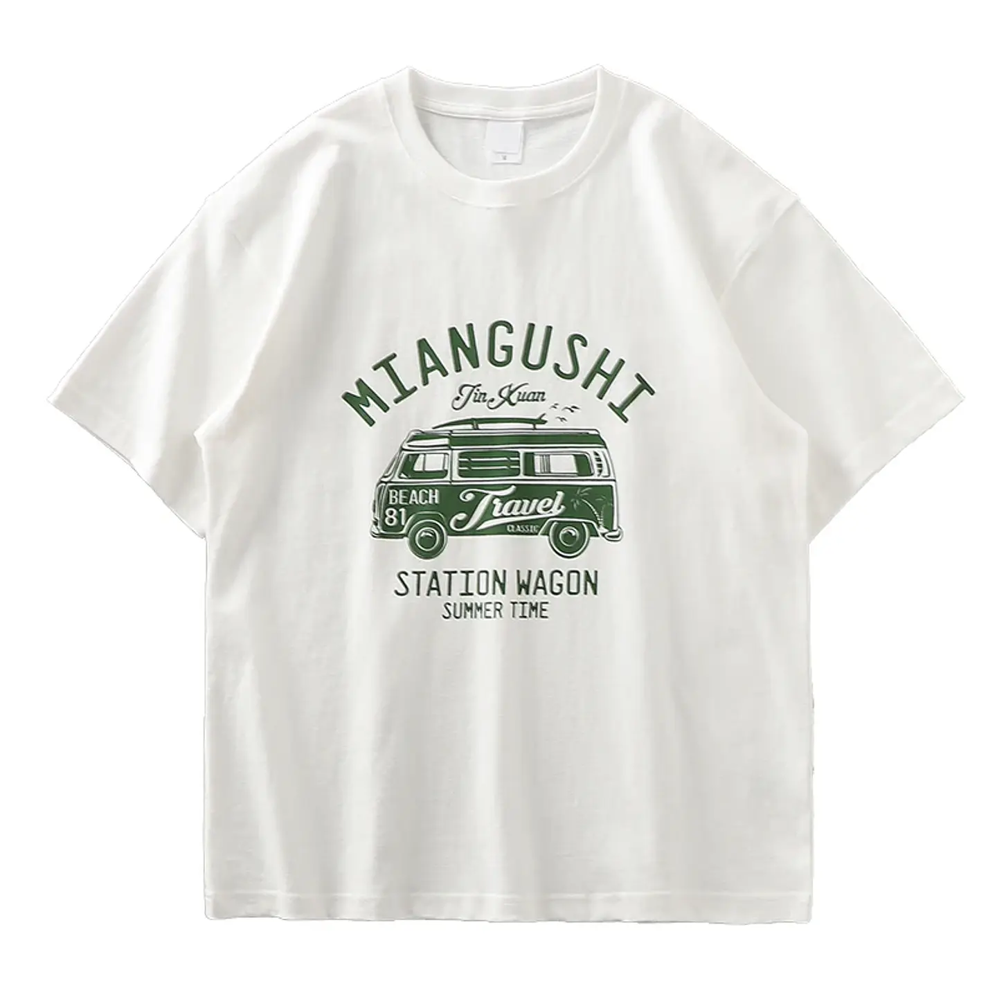 Dukeen Men's 320gsm Plus Size T-shirt 2026 Summer Fashion Retro Bus Printed Fashion T Short Sleeve T-shirt Men's Wear 2