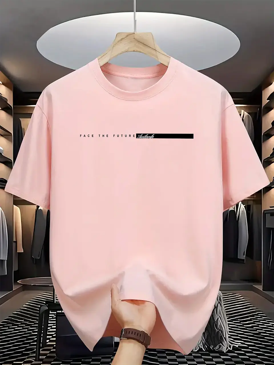 Summer men's 100% cotton casual loose fit large letter print round neck short sleeved T-shirt top High Street Unisex style 5