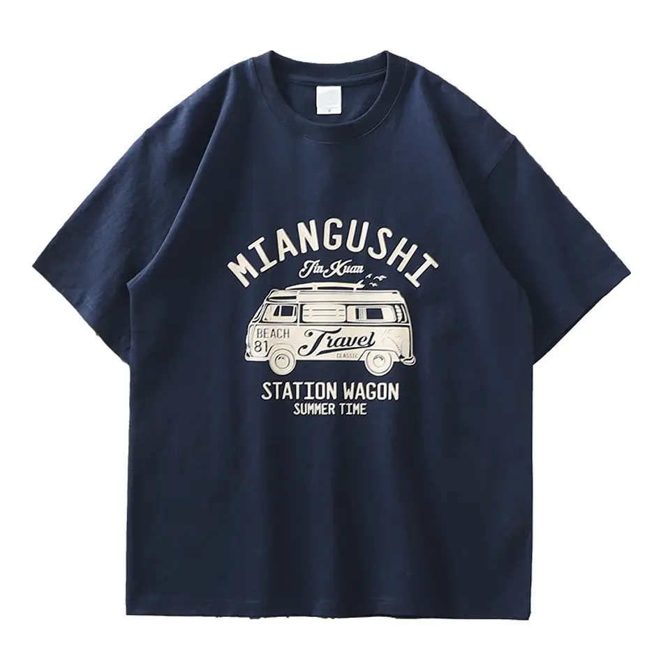 Dukeen Men's 320gsm Plus Size T-shirt 2026 Summer Fashion Retro Bus Printed Fashion T Short Sleeve T-shirt Men's Wear 3