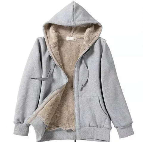 Autumn New Street Style Women's Hooded Long Sleeve  Color Sweatshirt Printed Plush Loose Outerwear Casual Streetwear