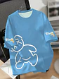 Summer men's round neck breathable T-shirt with cartoon bear print pattern suitable for daily and weekend gifting to friends - Thumbnail 4