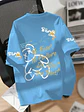 Summer men's round neck breathable T-shirt with cartoon bear print pattern suitable for daily and weekend gifting to friends - Thumbnail 5