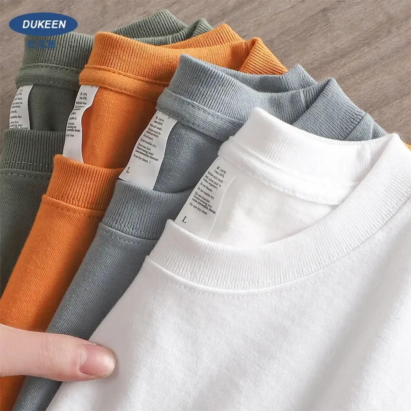 Dukeen 280gsm Oversized Heavy T-Shirt for Men Summer Short Sleeve Tee Cotton Solid Color Top Casual T Shirts One Piece 1