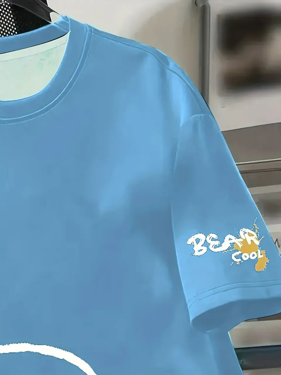 Summer men's round neck breathable T-shirt with cartoon bear print pattern suitable for daily and weekend gifting to friends 6