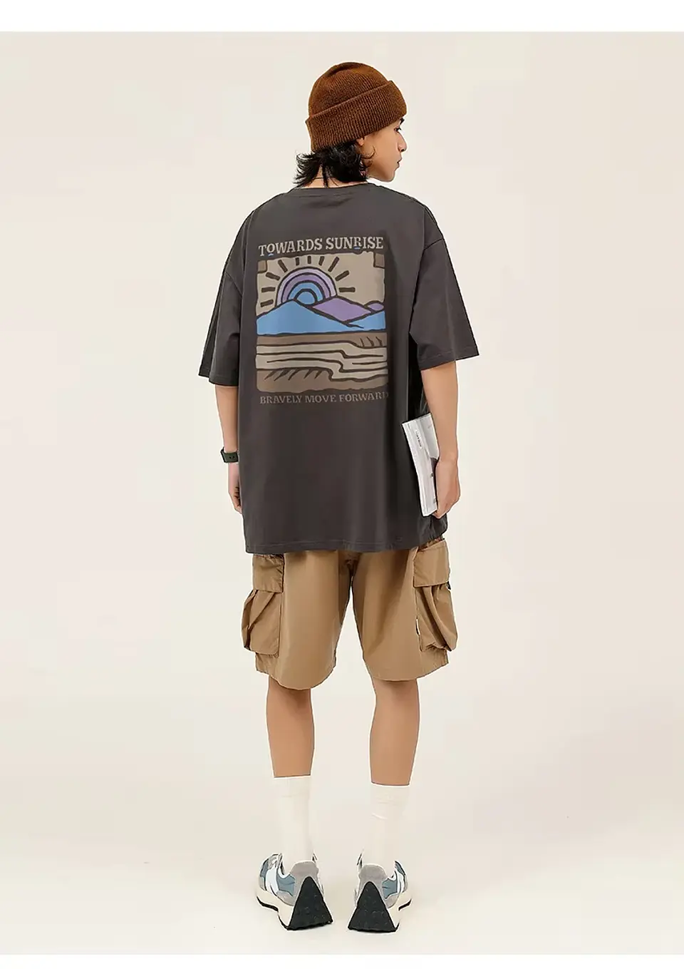 American Retro Pattern Printed Short-sleeved Crew Neck Cotton T-shirt Unisex Top Casual Loose Fashion Streetwear Top 1