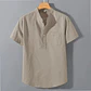Men's Summer Short Sleeve Solid Color T-shirt Pocket Design Button Shirts Daily High Street Wear Simple Comfortable Style - Thumbnail 1