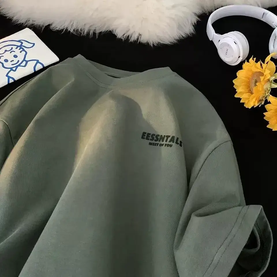 2026 Summer Men's Oversized Letter Print Short Sleeve T-shirt Casual Loose Crew Neck Tee Streetwear Tops for Men 4