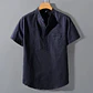 Men's Summer Short Sleeve Solid Color T-shirt Pocket Design Button Shirts Daily High Street Wear Simple Comfortable Style - Thumbnail 2