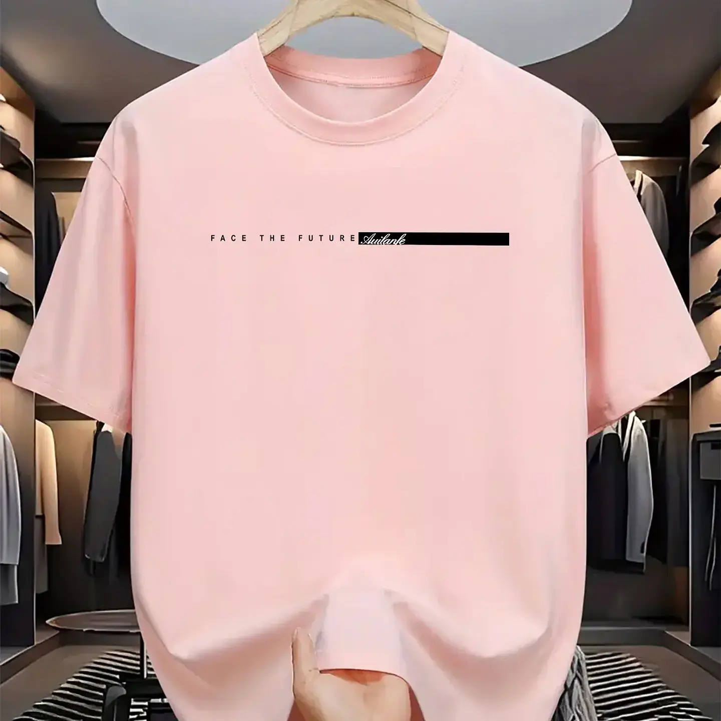 Summer men's 100% cotton casual loose fit large letter print round neck short sleeved T-shirt top High Street Unisex style 9