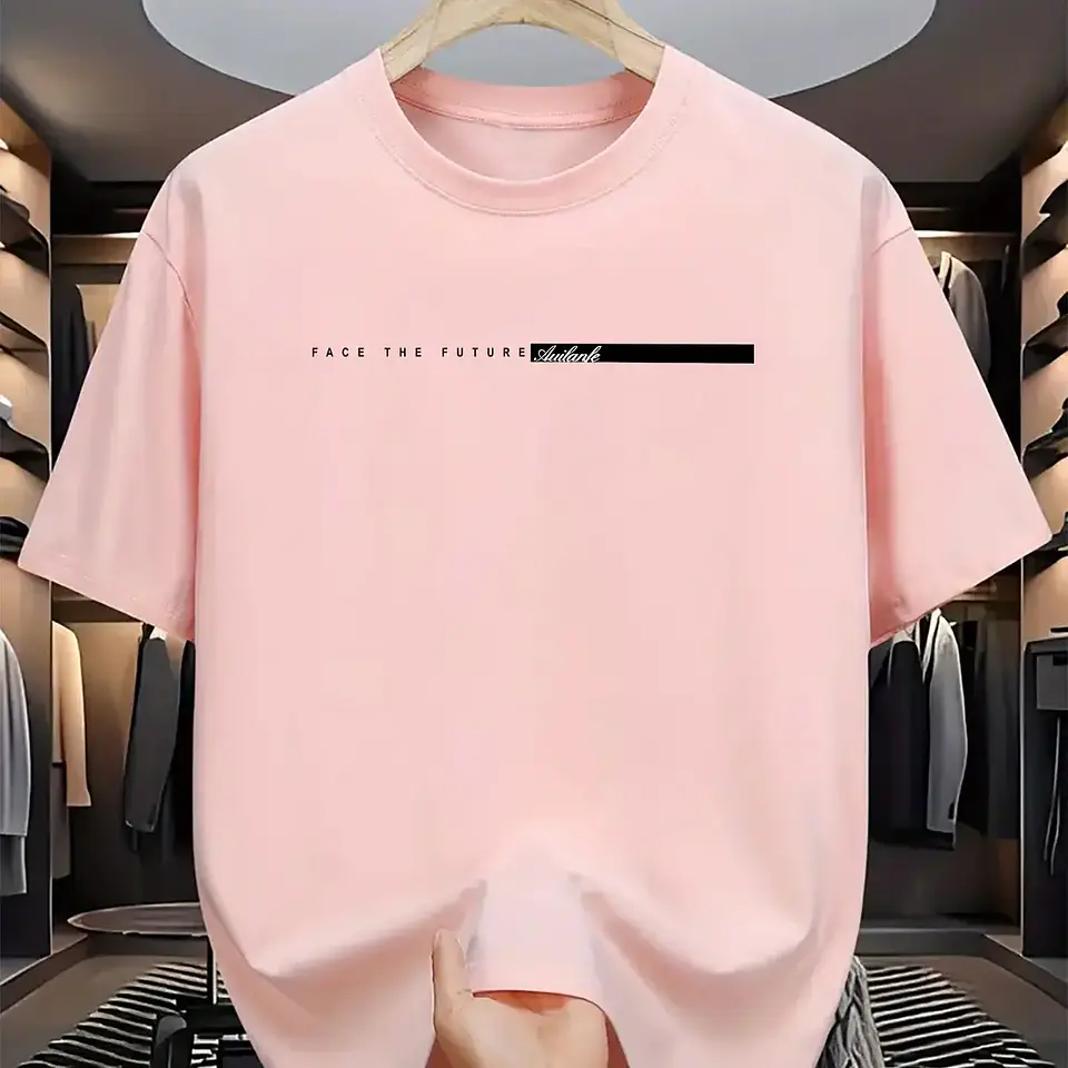 Summer men's 100% cotton casual loose fit large letter print round neck short sleeved T-shirt top High Street Unisex style 9
