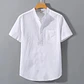 Men's Summer Short Sleeve Solid Color T-shirt Pocket Design Button Shirts Daily High Street Wear Simple Comfortable Style - Thumbnail 3