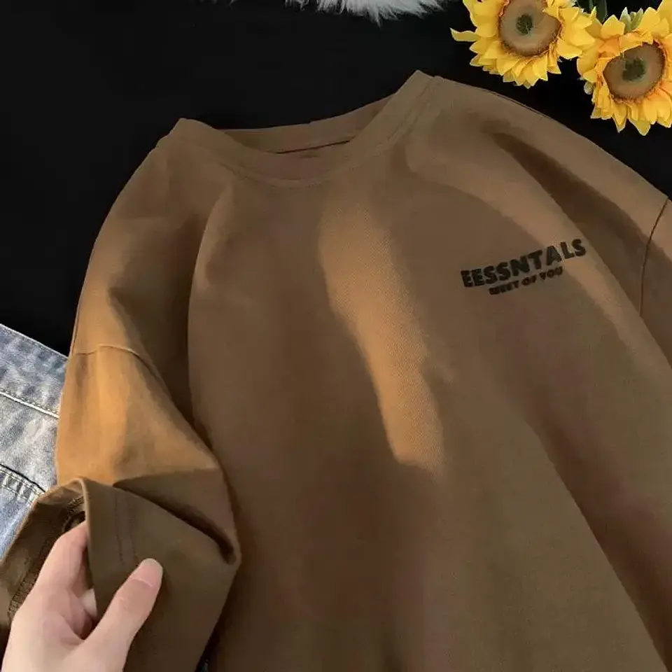 2026 Summer Men's Oversized Letter Print Short Sleeve T-shirt Casual Loose Crew Neck Tee Streetwear Tops for Men 5