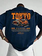 New men's summer fashion casual Japanese Tokyo pattern printed round neck short sleeved polyester fabric breathable T-shirt - Thumbnail 1