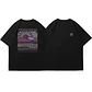 American Retro Pattern Printed Short-sleeved Crew Neck Cotton T-shirt Unisex Top Casual Loose Fashion Streetwear Top - Thumbnail 3
