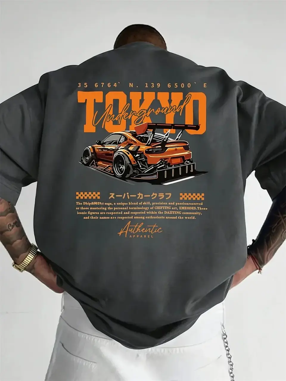 New men's summer fashion casual Japanese Tokyo pattern printed round neck short sleeved polyester fabric breathable T-shirt 2