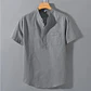 Men's Summer Short Sleeve Solid Color T-shirt Pocket Design Button Shirts Daily High Street Wear Simple Comfortable Style - Thumbnail 5