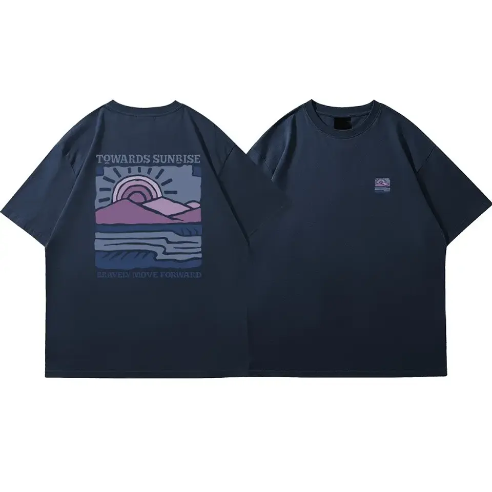 American Retro Pattern Printed Short-sleeved Crew Neck Cotton T-shirt Unisex Top Casual Loose Fashion Streetwear Top 5