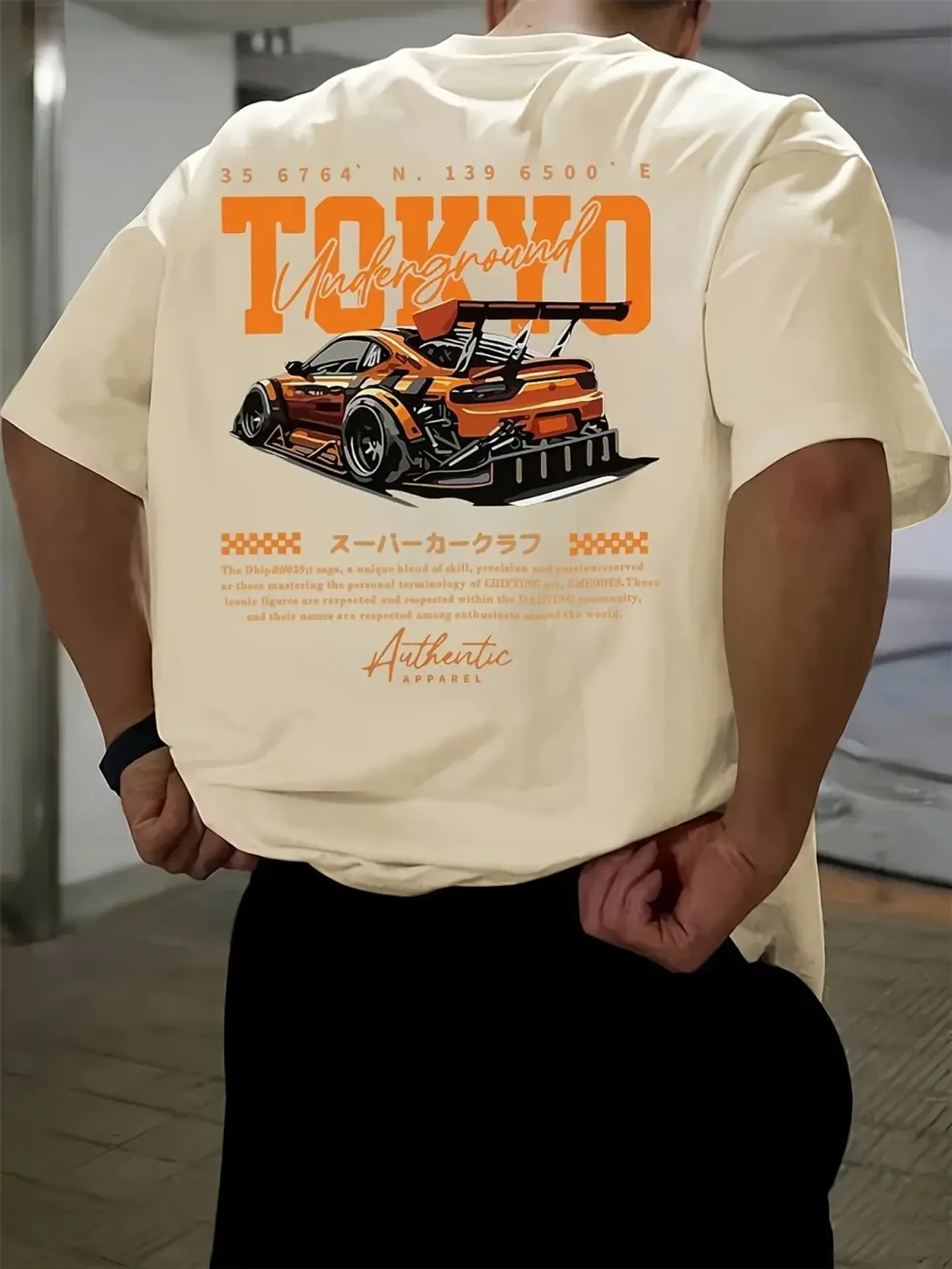 New men's summer fashion casual Japanese Tokyo pattern printed round neck short sleeved polyester fabric breathable T-shirt 3
