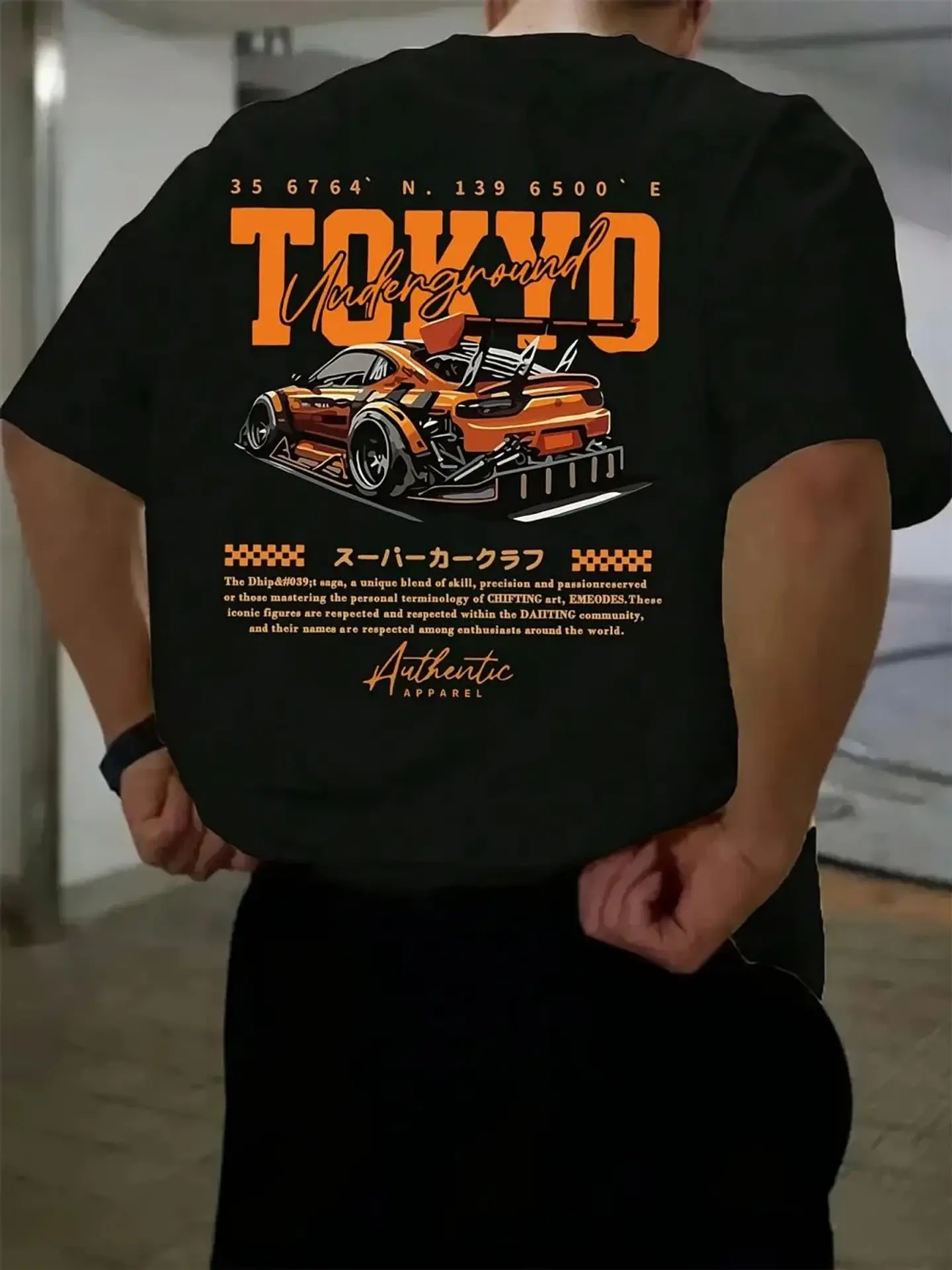 New men's summer fashion casual Japanese Tokyo pattern printed round neck short sleeved polyester fabric breathable T-shirt 4