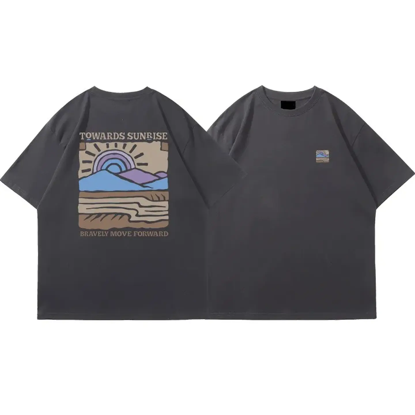American Retro Pattern Printed Short-sleeved Crew Neck Cotton T-shirt Unisex Top Casual Loose Fashion Streetwear Top 6