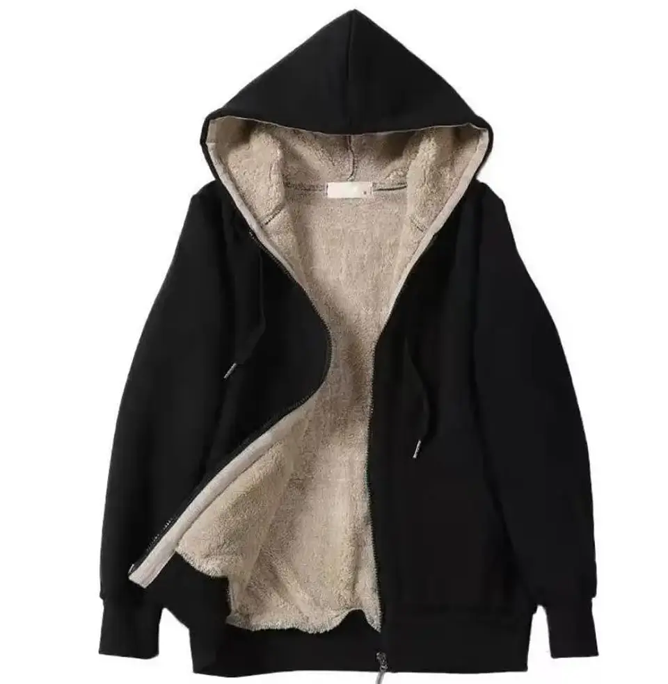 Autumn New Street Style Women's Hooded Long Sleeve  Color Sweatshirt Printed Plush Loose Outerwear Casual Streetwear 7
