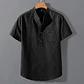 Men's Summer Short Sleeve Solid Color T-shirt Pocket Design Button Shirts Daily High Street Wear Simple Comfortable Style - Thumbnail 7