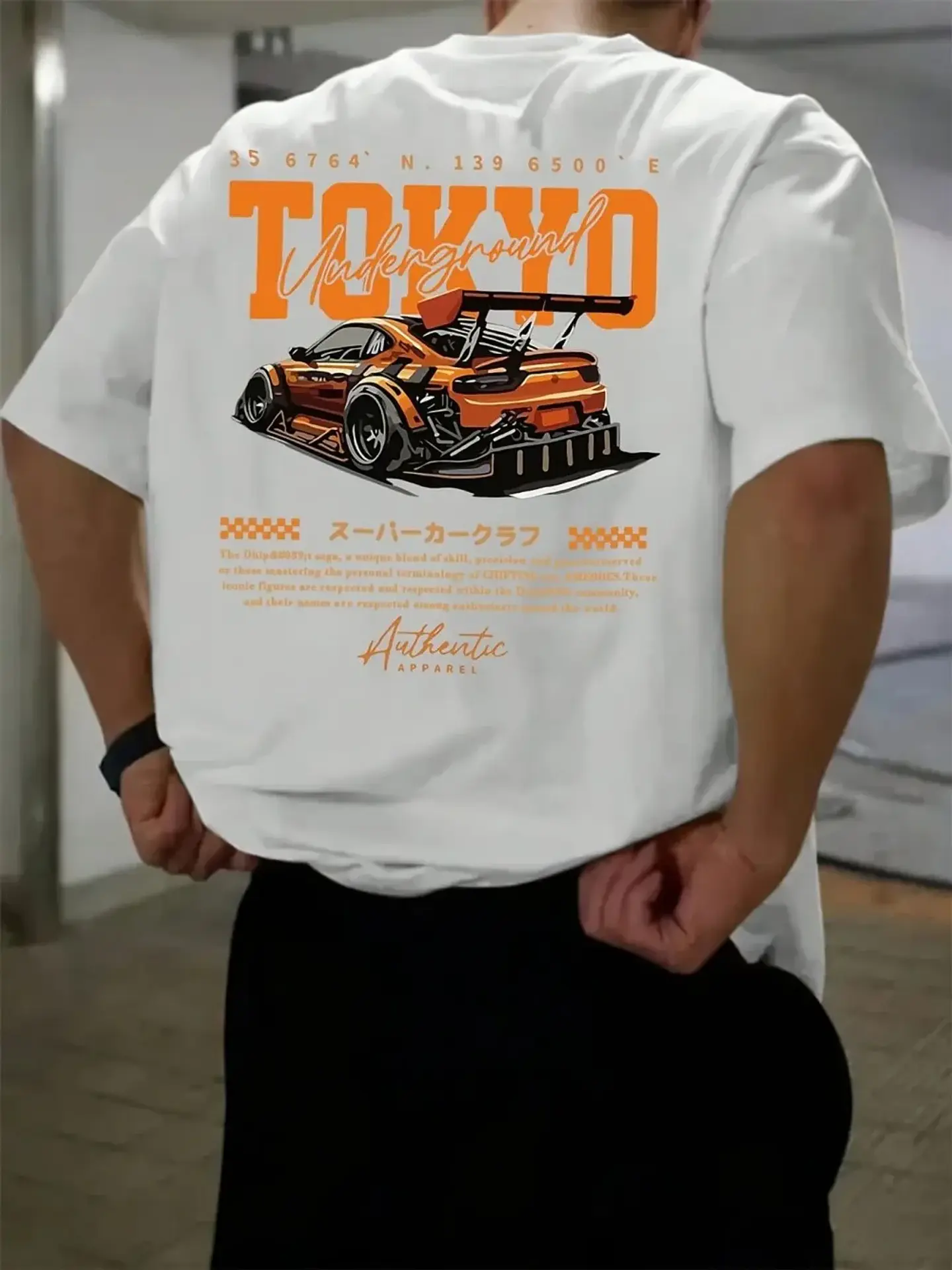 New men's summer fashion casual Japanese Tokyo pattern printed round neck short sleeved polyester fabric breathable T-shirt 5