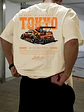 New men's summer fashion casual Japanese Tokyo pattern printed round neck short sleeved polyester fabric breathable T-shirt - Thumbnail 7