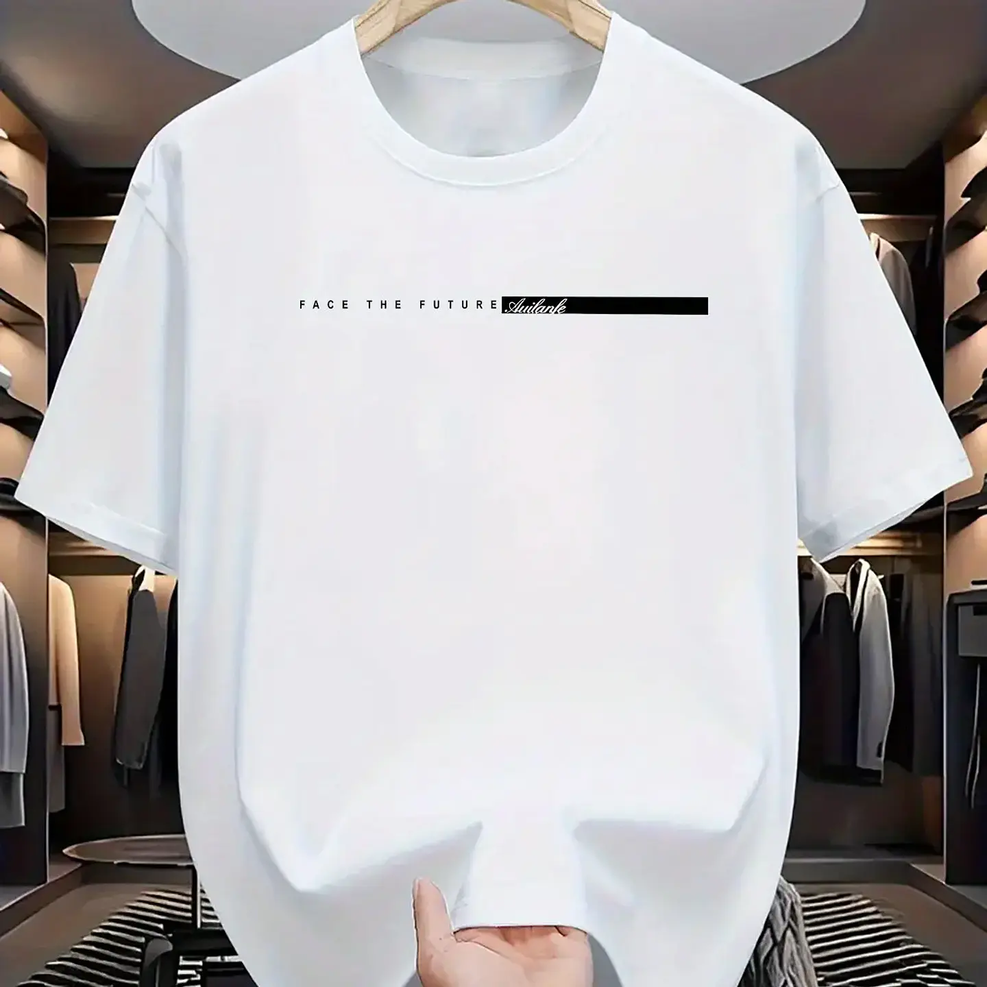 Summer men's 100% cotton casual loose fit large letter print round neck short sleeved T-shirt top High Street Unisex style 14