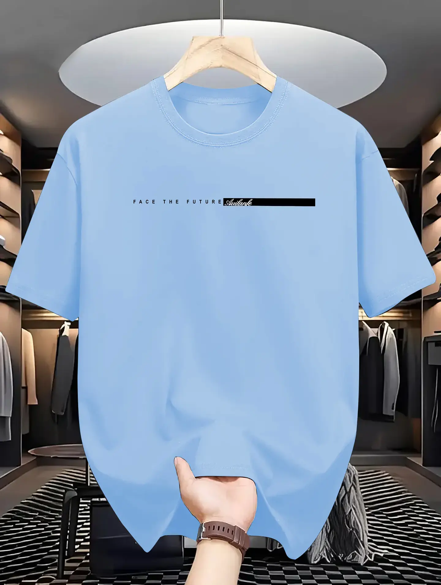 Summer men's 100% cotton casual loose fit large letter print round neck short sleeved T-shirt top High Street Unisex style 17