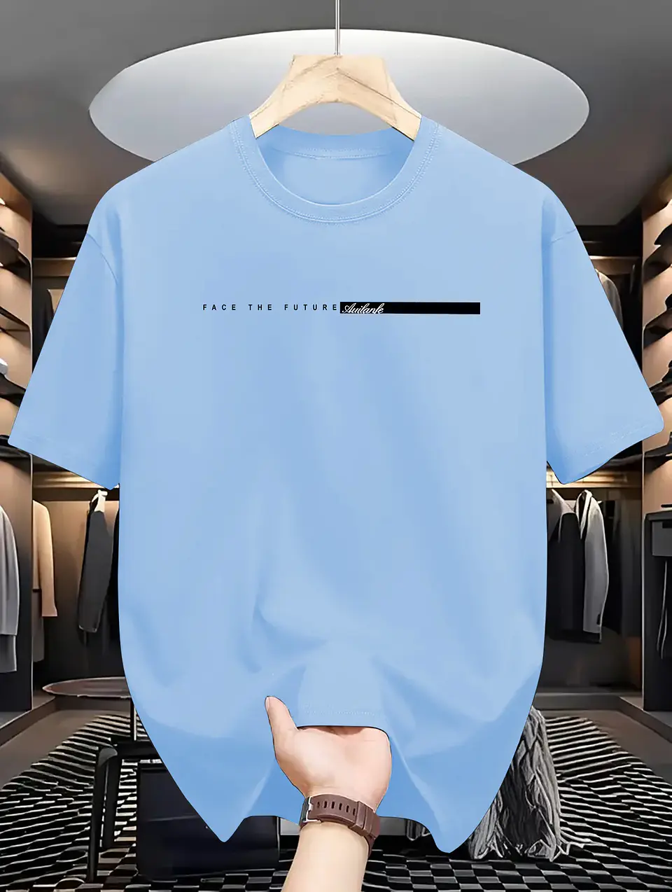 Summer men's 100% cotton casual loose fit large letter print round neck short sleeved T-shirt top High Street Unisex style 17