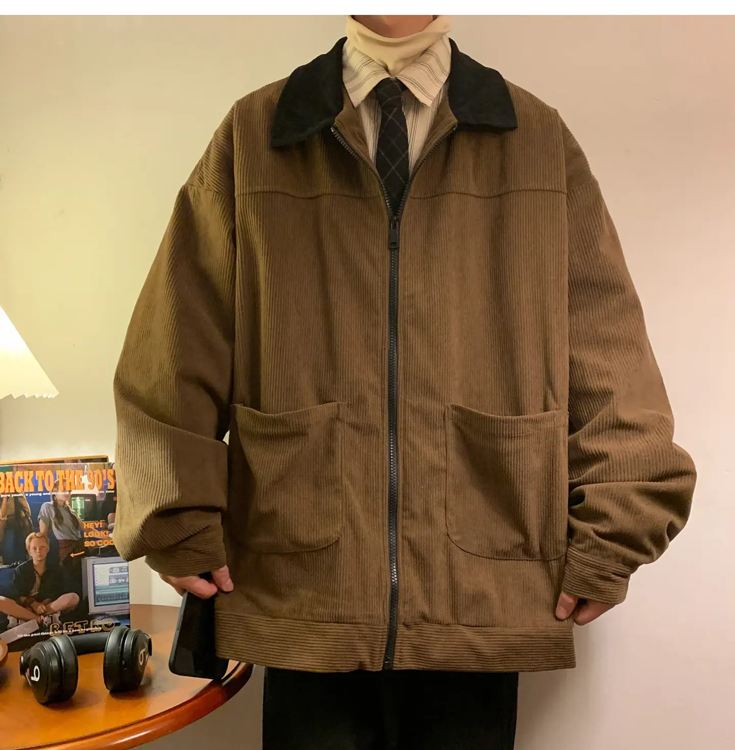 American Style Vintage 2026 Men Bomber Jacket Windbreakers Zipper Coats Autumn Loose Cargo Outwear 20