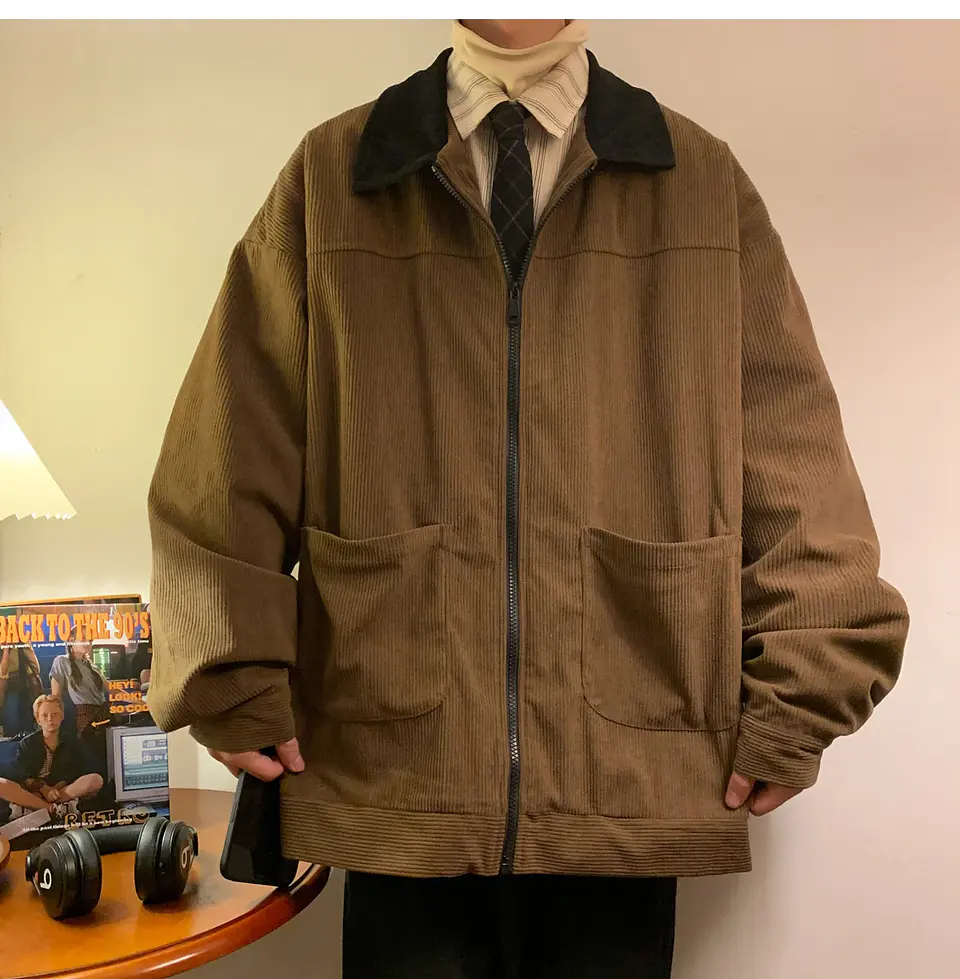 American Style Vintage 2026 Men Bomber Jacket Windbreakers Zipper Coats Autumn Loose Cargo Outwear 20