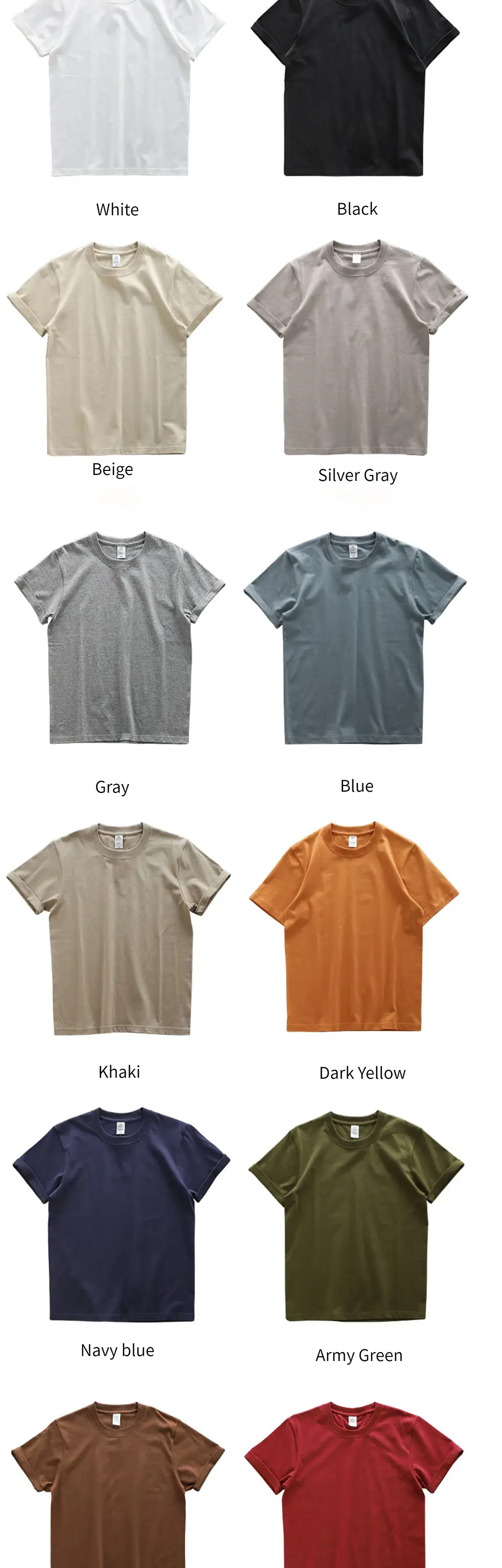 Dukeen 280gsm Oversized Heavy T-Shirt for Men Summer Short Sleeve Tee Cotton Solid Color Top Casual T Shirts One Piece 31