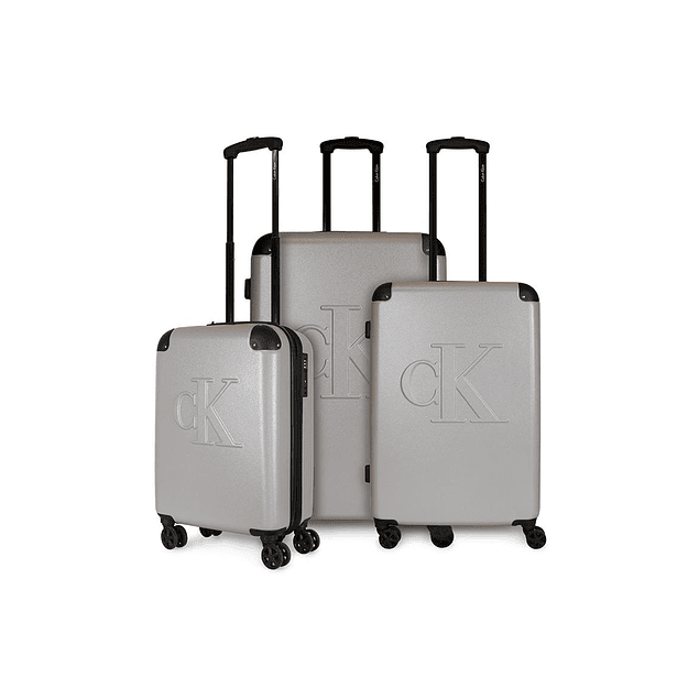 Set 3 maletas Cadillac cabina+M+L gris Calvin Klein