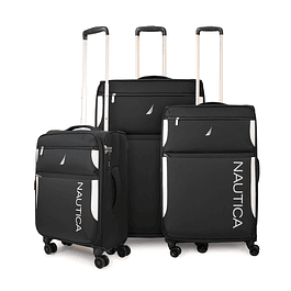 Set de 3 maletas de tela S+M+L Nautica Marbella negra