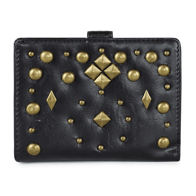 Billetera de mujer negra con tachas Kubayoff