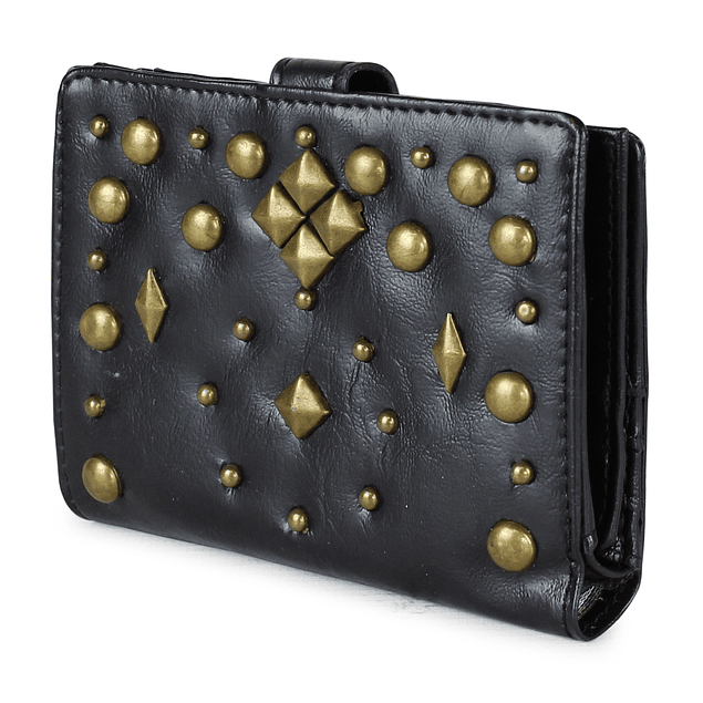 Billetera de mujer negra con tachas Kubayoff